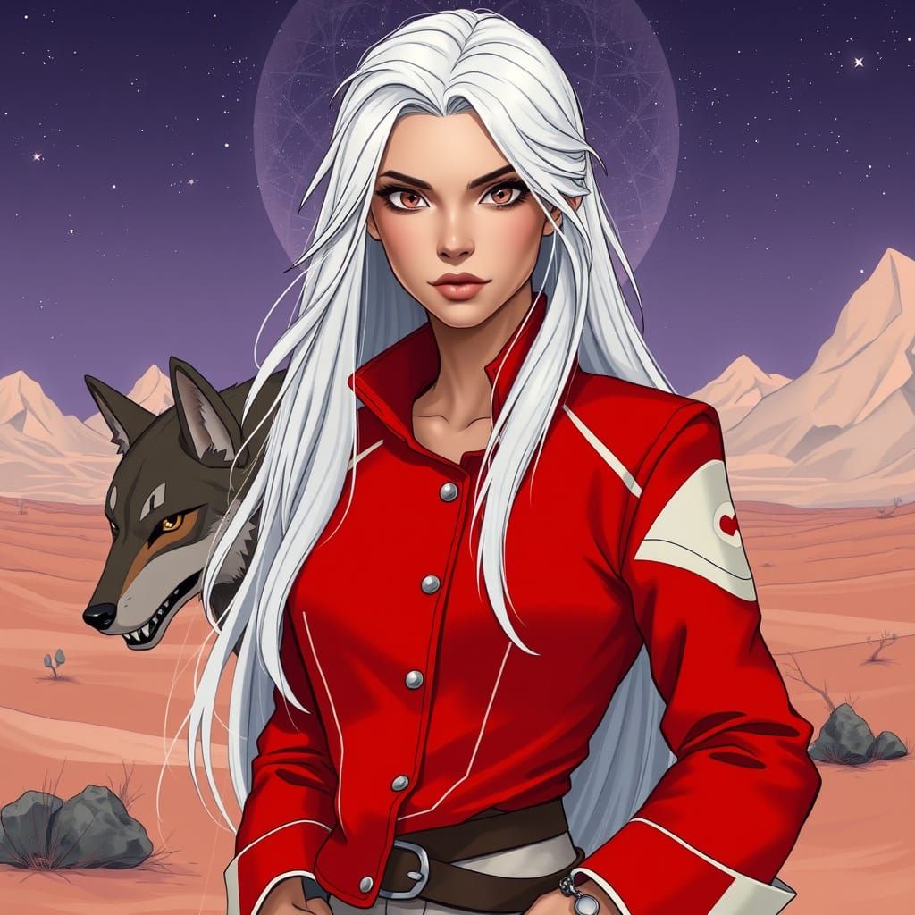 Elegant Woman in Twilight Desert Landscape