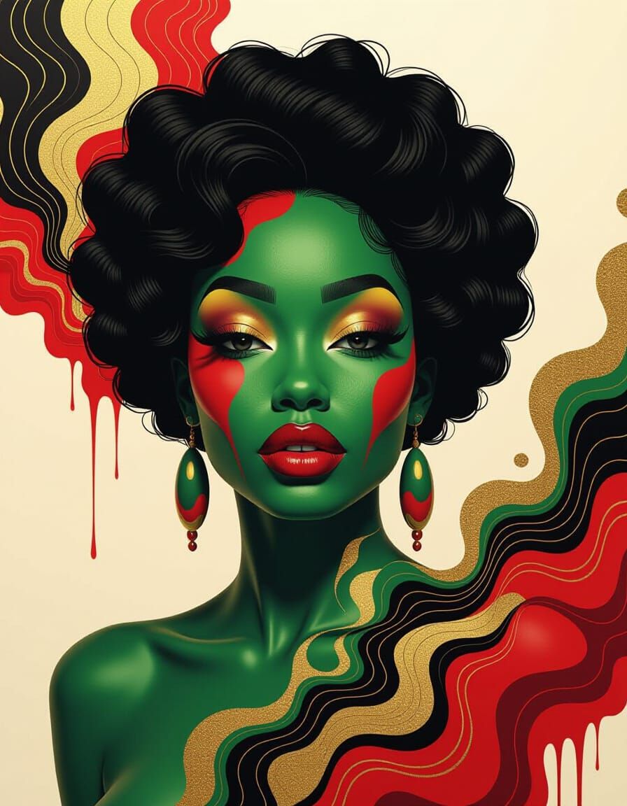 Afro-Futuristic Woman with Marble Texture, 3D Illustration