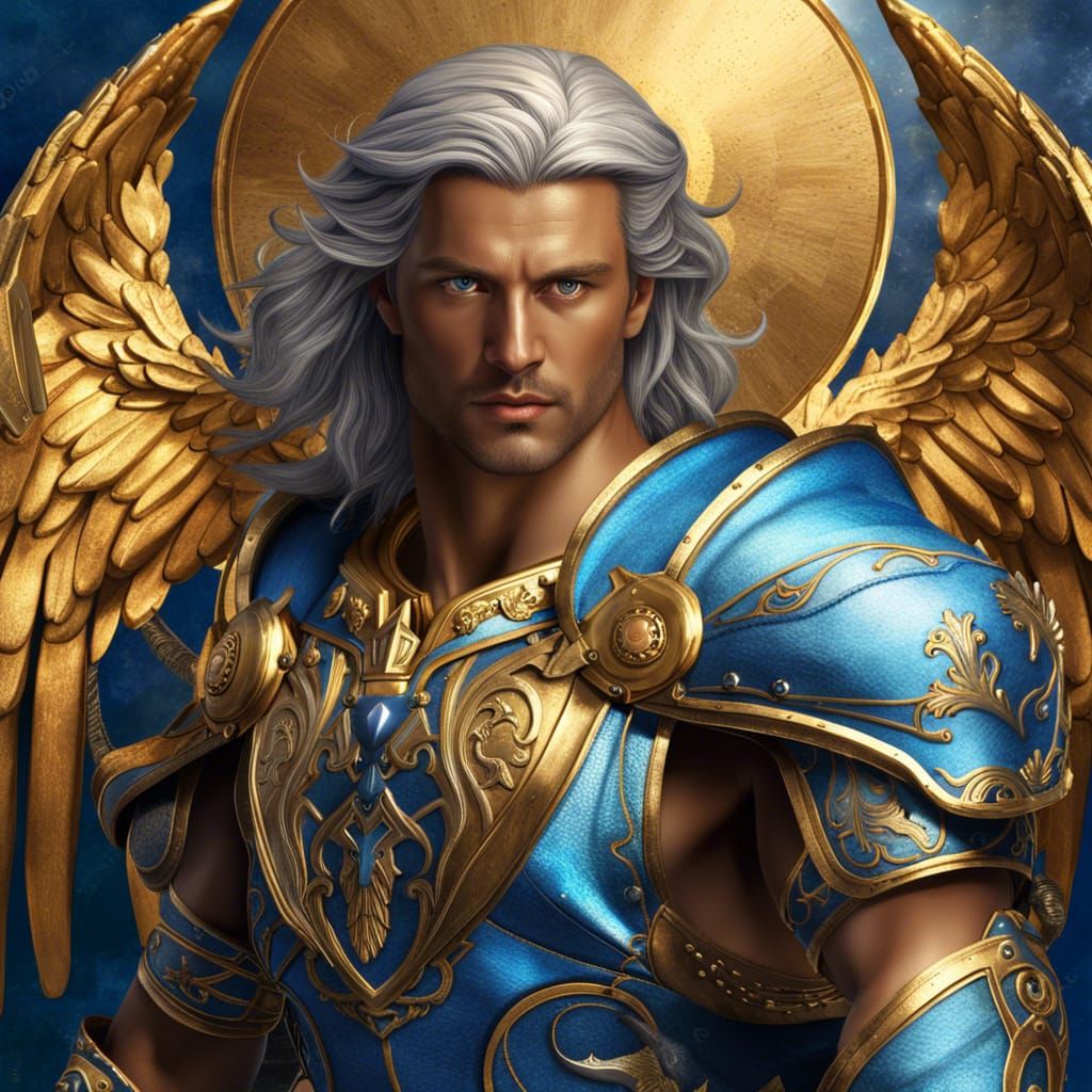 Capricorn Angel in Golden Armor: Hyperrealistic Illustration