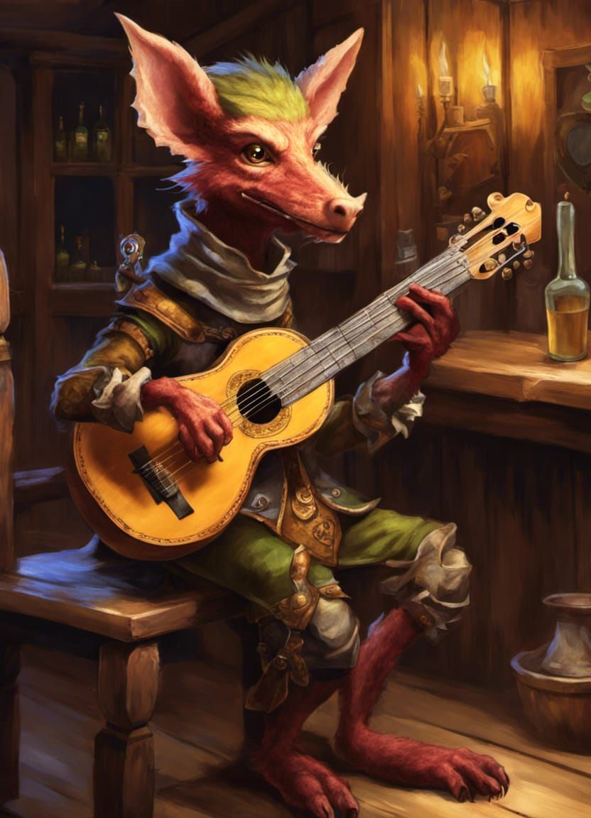 Kobold Lute Player in Saloon