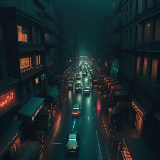 City at Dusk: Bird's Eye View in Hyperrealism