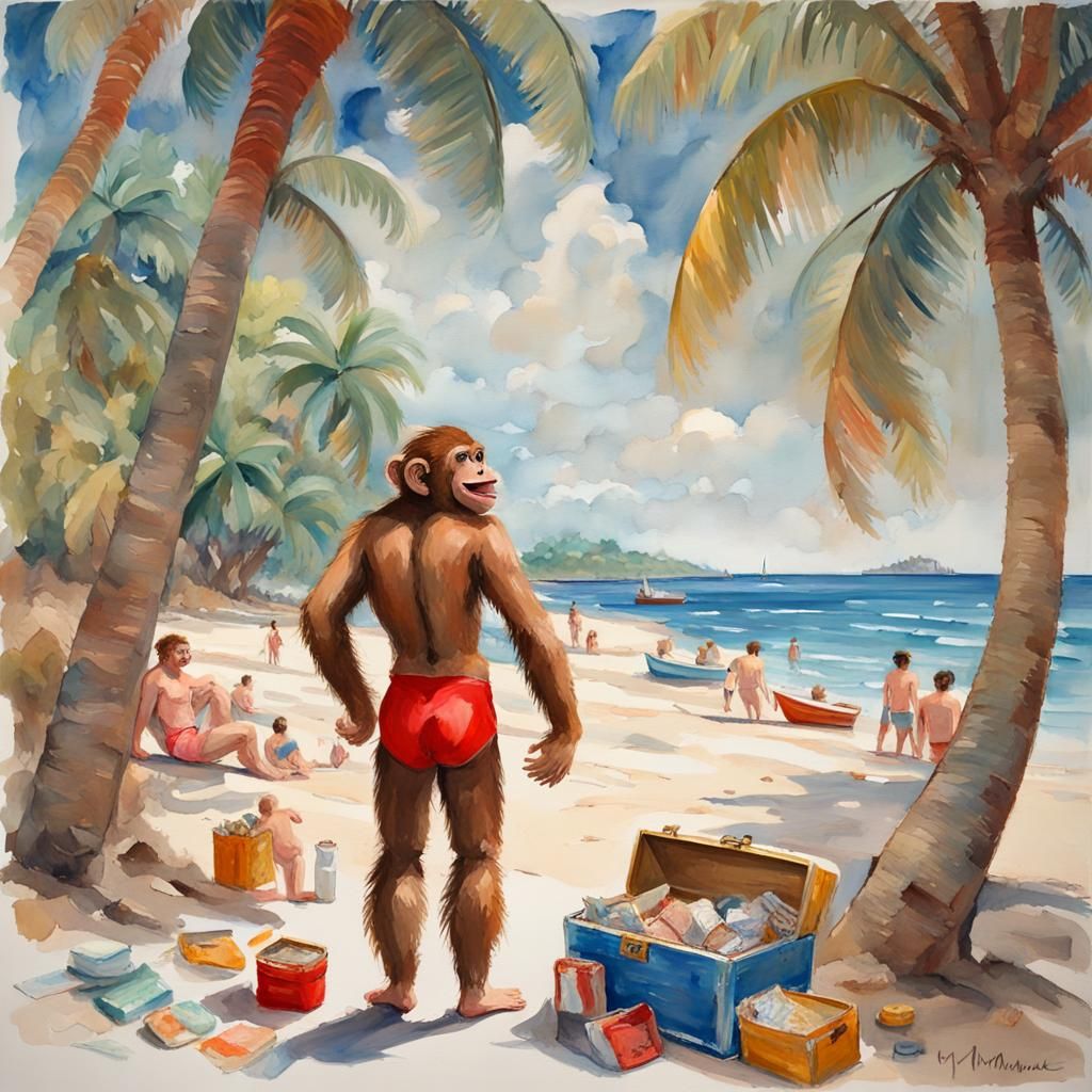 monkey on the beach