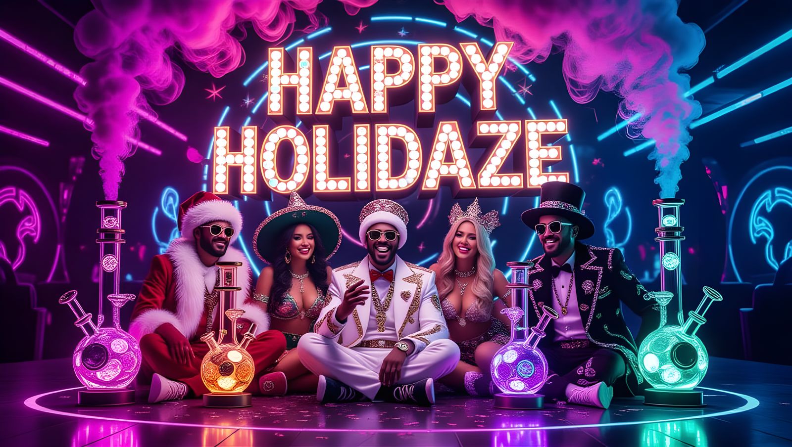 Vibrant Holiday Celebrants in Bold 3D Graphics
