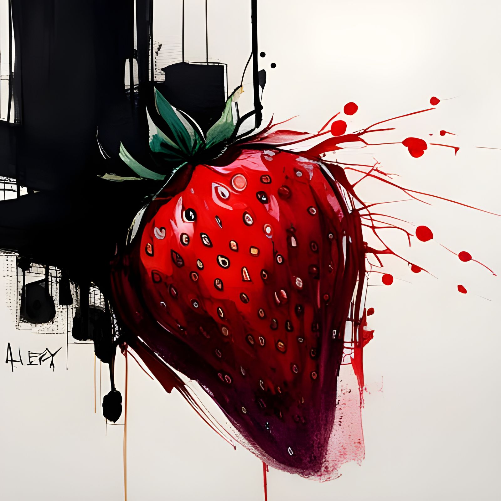 Dramatic Strawberry Splash Art