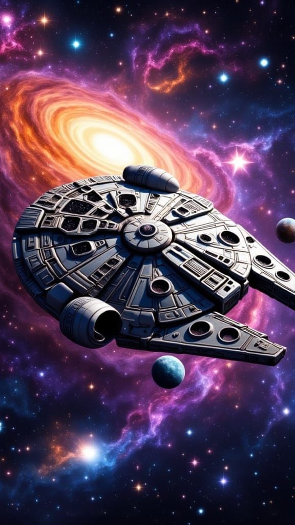Galactic Millennium Falcon in Vibrant Star Wars Galaxy