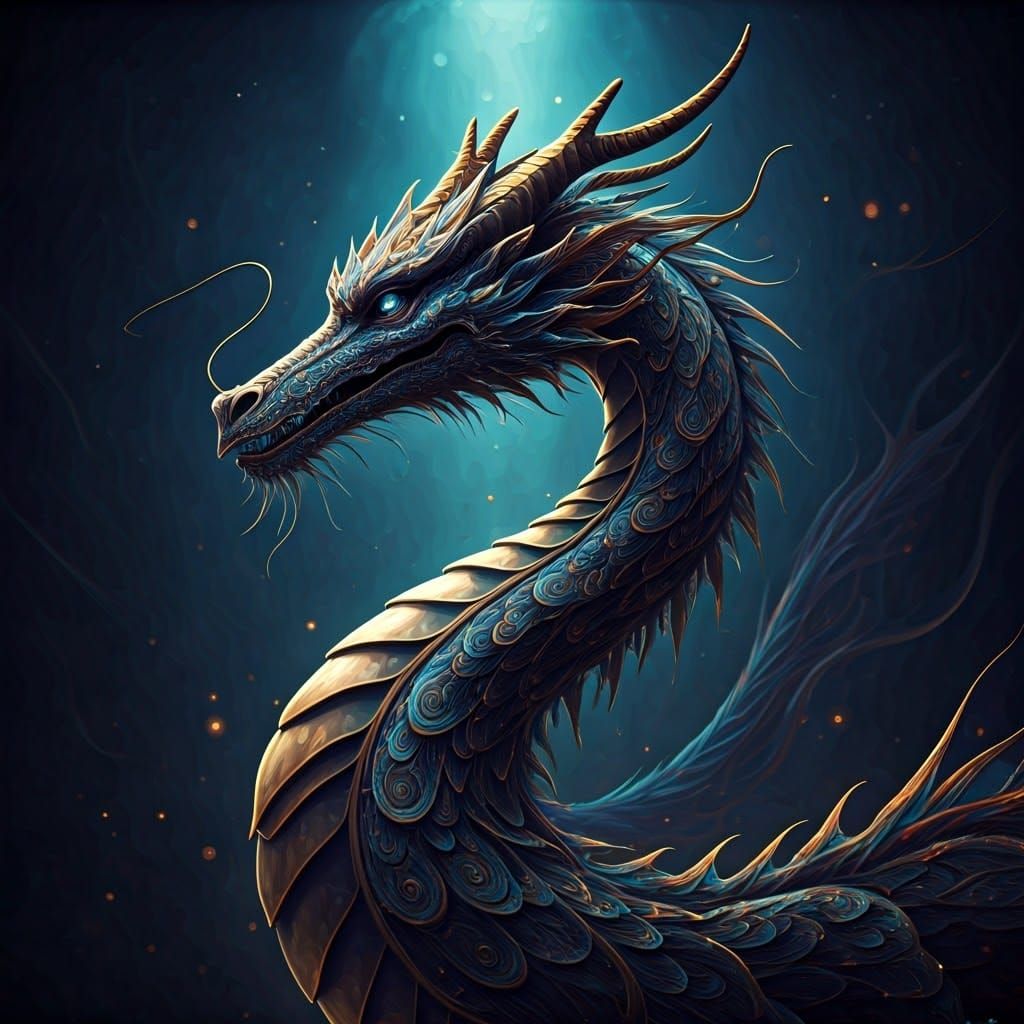 Majestic String Dragon in Mystical Realm