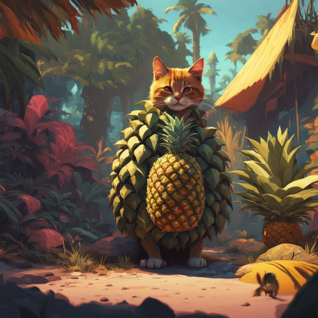 Vibrant Cat in Tropical Paradise Costume