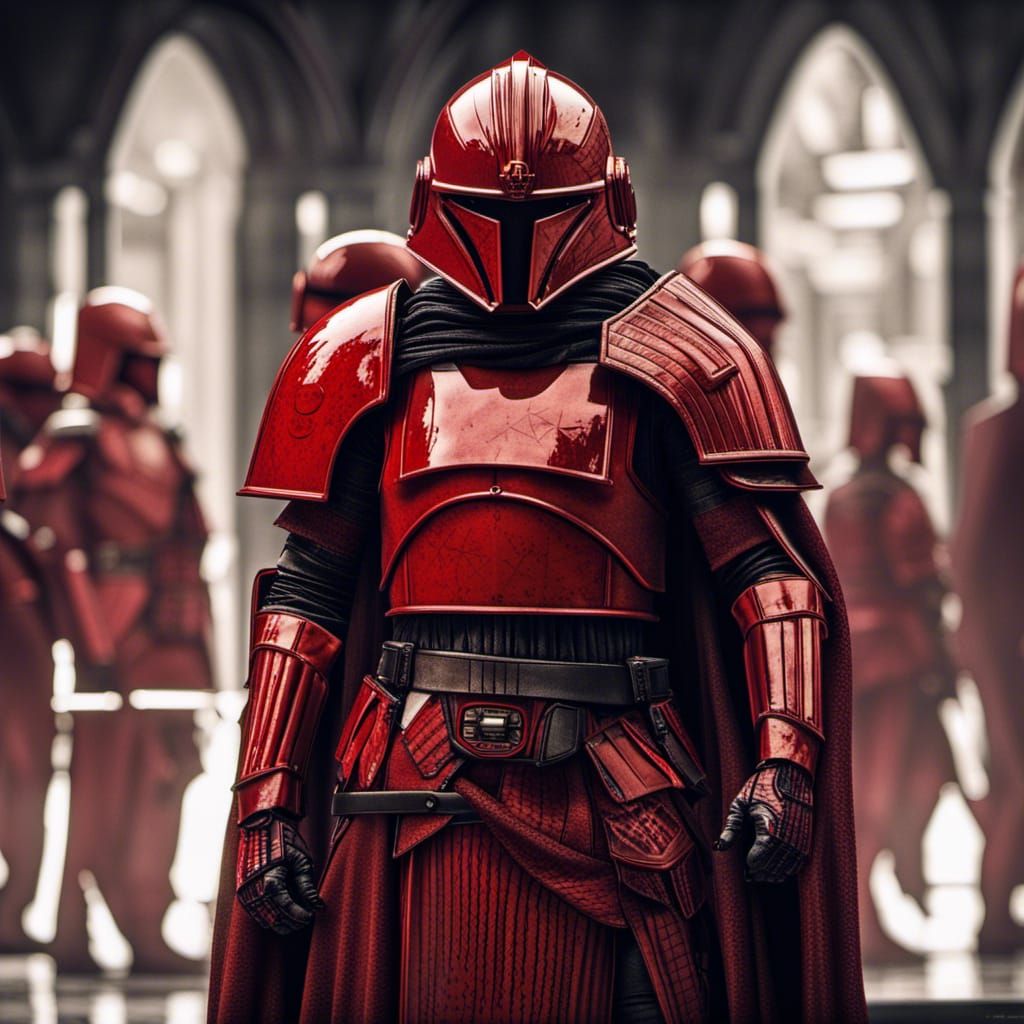 Hyperrealistic Praetorian Guard in Black Etched Armor