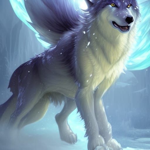 Icy Wolf Pokemon in Dark Fantasy Style