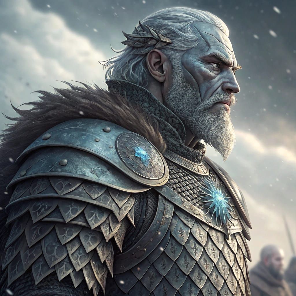 Majestic Redheaded Warrior in Medieval Scale Armor