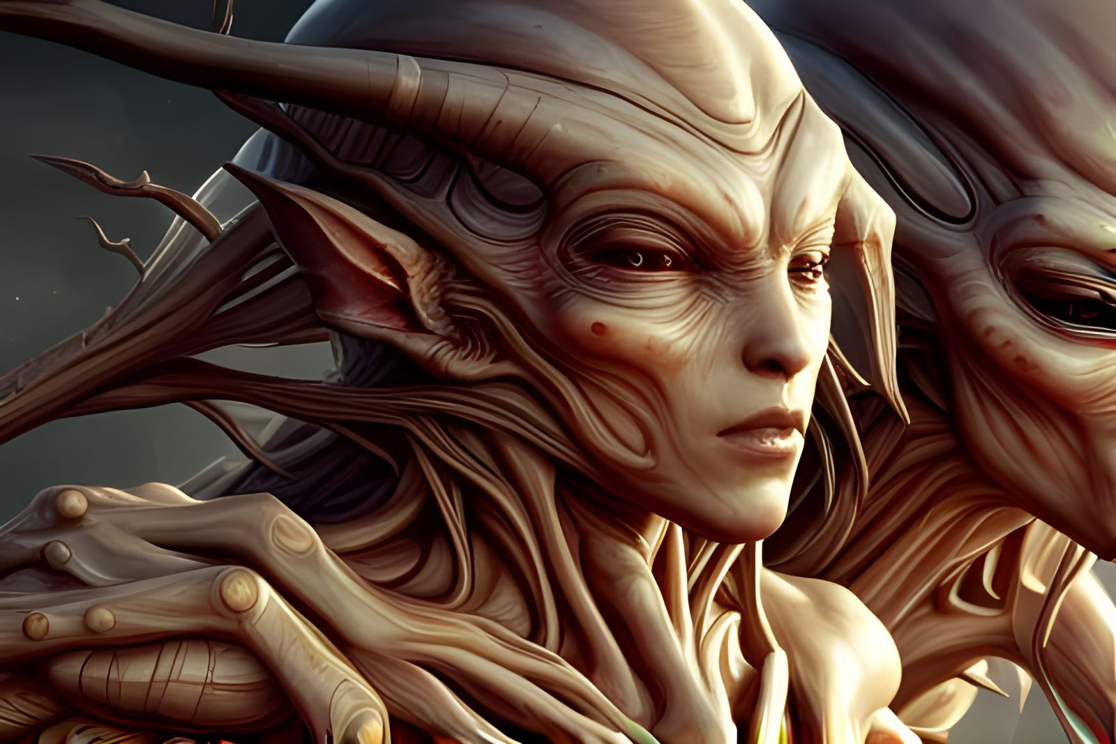 Detailed Alien Creatures in Futuristic Cityscape