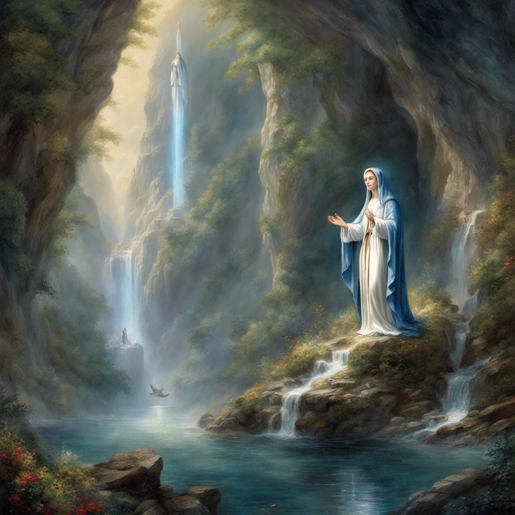 Our Lady of Lourdes Grotto: Hyperrealistic Heavenly Scene