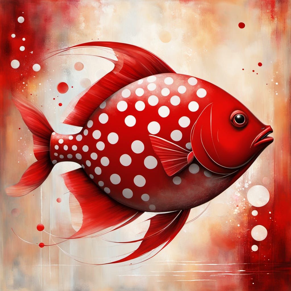 Polka Dot Fish in Vintage Abstract Style