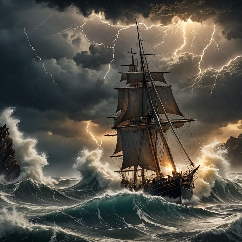 Sailboat vs Storm: Epic Digital Matte Painting