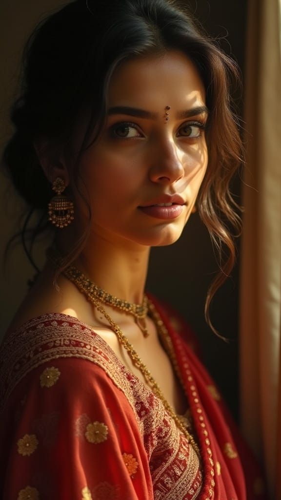 Stunning Indian Beauty in Renaissance-Inspired Portrait