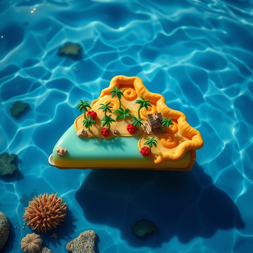 Pie Slice Tropical Island in Miyazaki Style