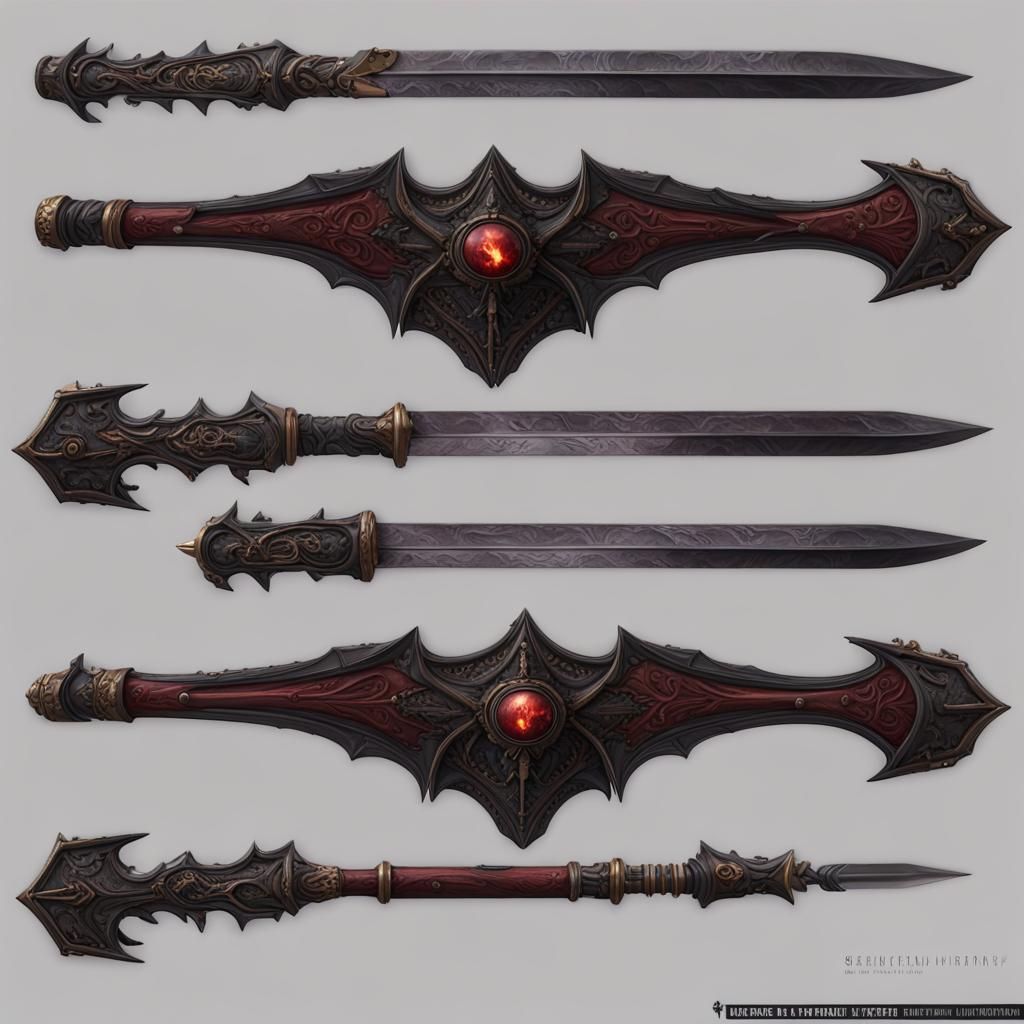 Detailed Vampire Hunter Weapon Set Concept Art