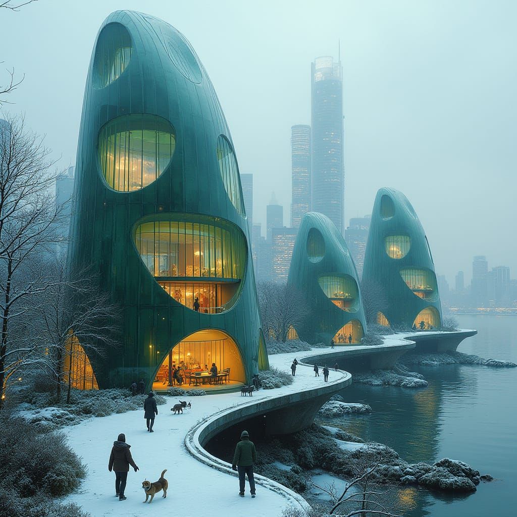 Surreal Cityscape Blooms with Futuristic Architecture and Wi...