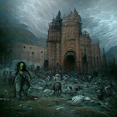 Post-Apocalyptic Morelia in Dark Engraving Style