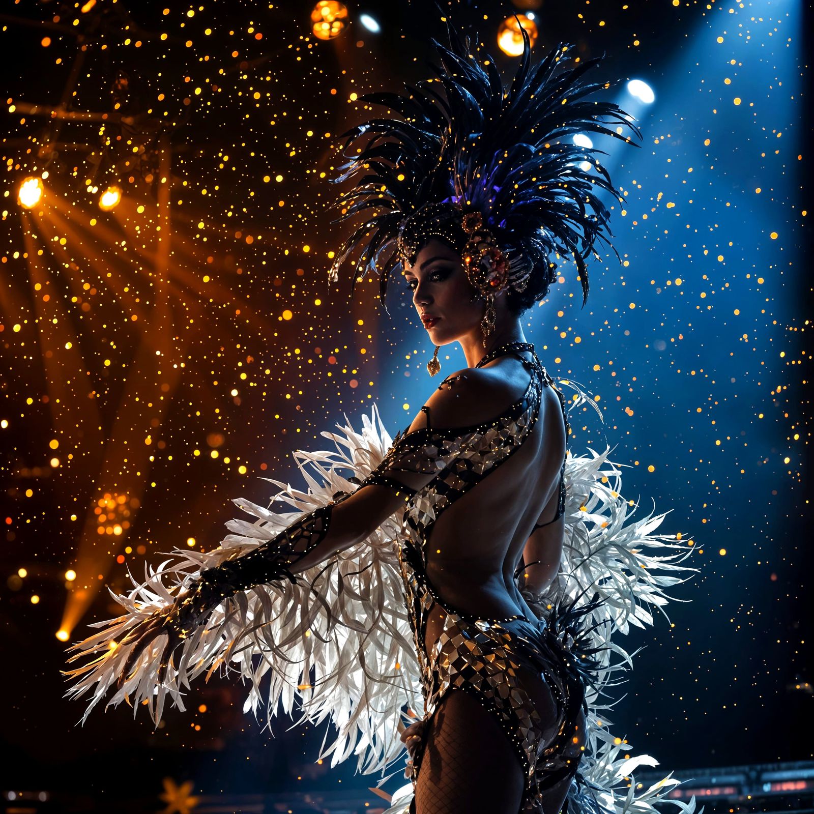 Dazzling Cabaret Dancer in Parisian Glamour