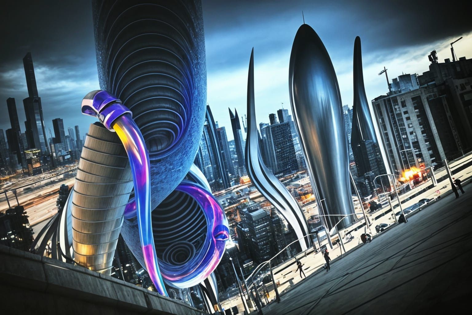 Futuristic Endless Cityscape in Hypermaximalist Style