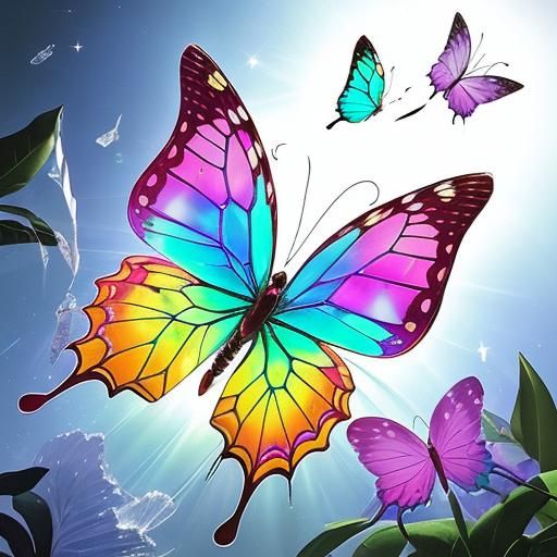 Rainbow Glass Butterfly in Sunlight