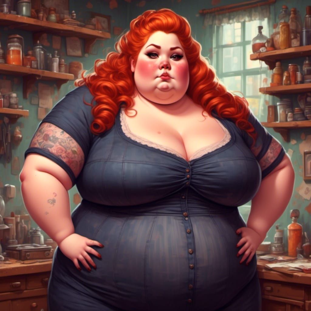 Hyperrealistic Portrait of a Curvy Woman with Shaved Head