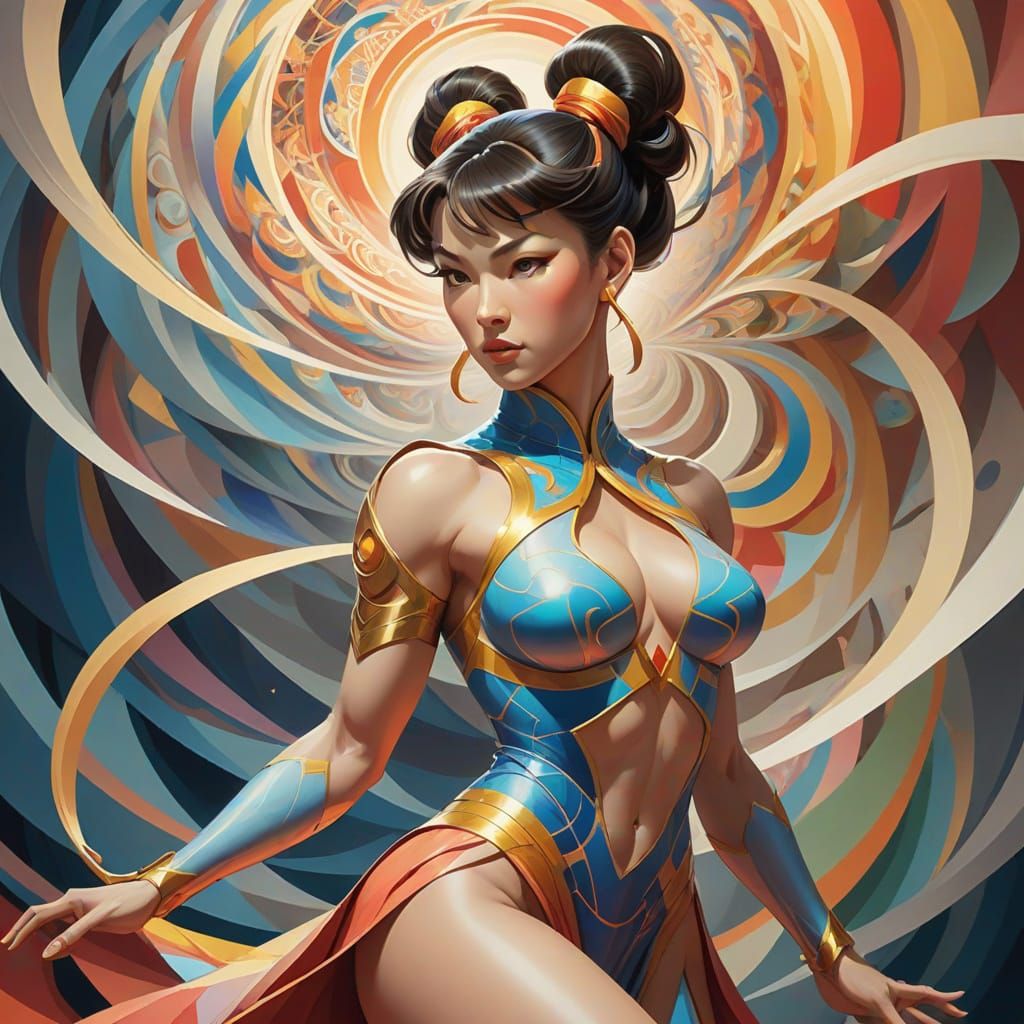 Chun Li in Abstract Cubism Style