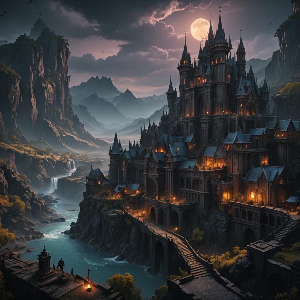 Dark Brooding Nightfall Fantasy Concept Art