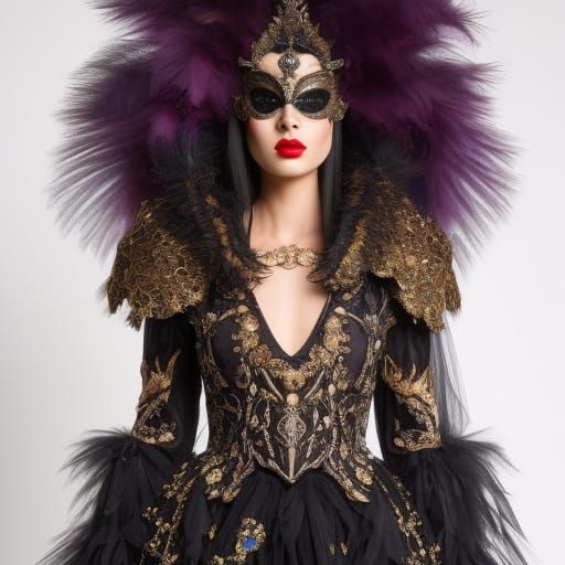 Steampunk Masquerade Dancer in Ornate Gown