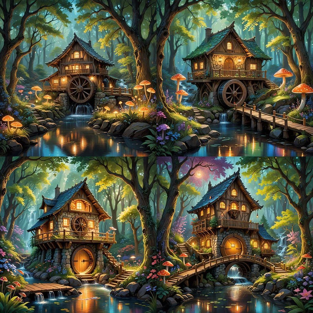 Whispering Waterwheel in an Enchanted Forest