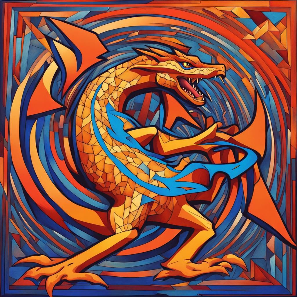 Abstract Charizard Optical Illusion Art