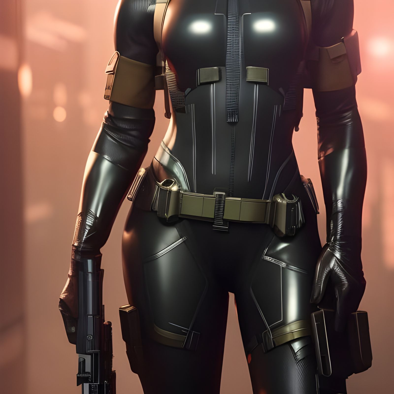Female Spy in Tactical Suit, Hyperdetailed Concept Art