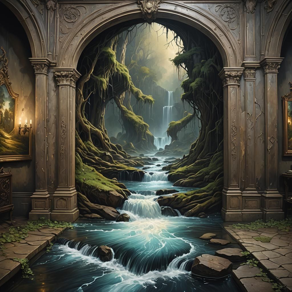 Gothic River Painting in Art Gallery