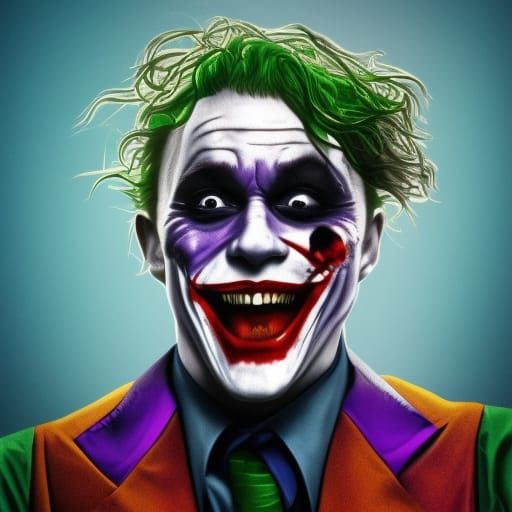 Hyperrealistic Joker Laughing in Dictator Hat