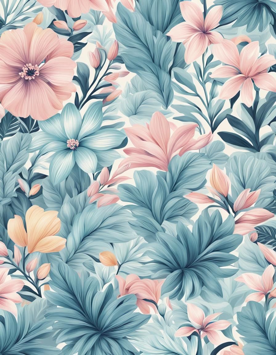Pastel Hawaiian Floral Pattern for Apparel