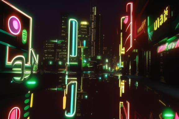 Vibrant Neon Cityscape at Night