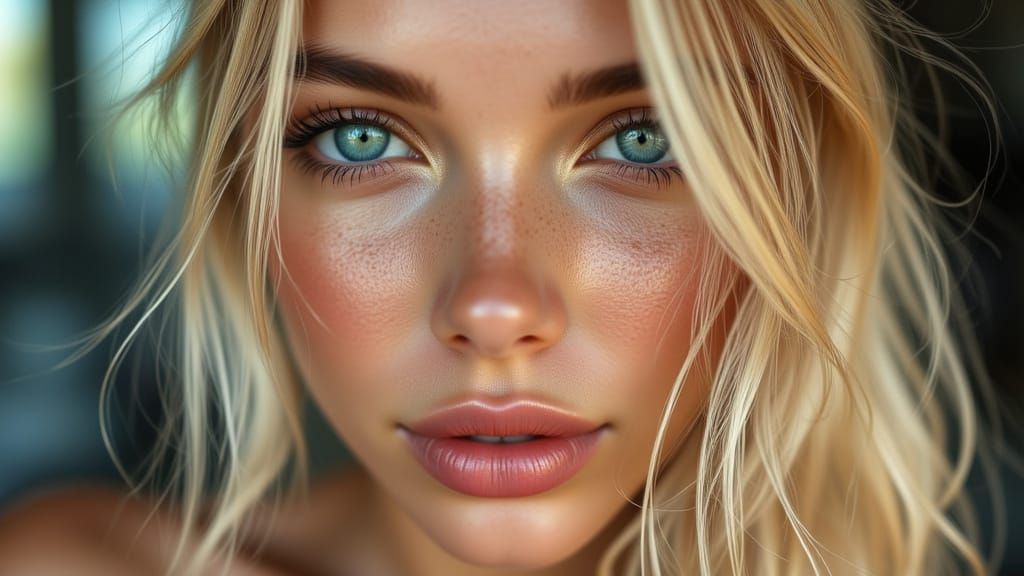 Stunning Macro Portrait of a Platinum Blonde Model