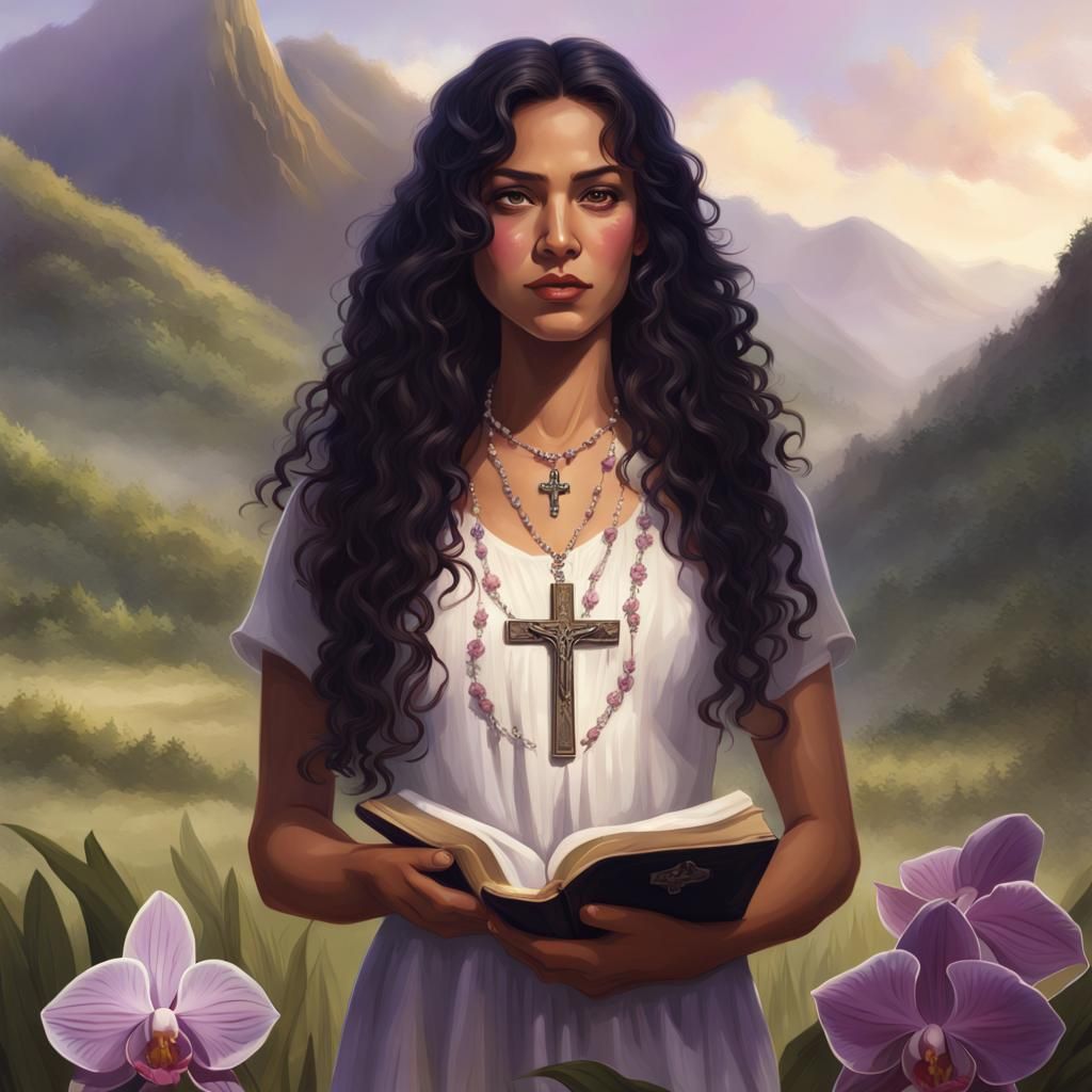 Hispanic Woman in Colombian Valley: Hyperdetailed Portrait