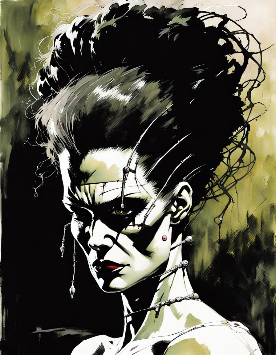 Bride of Frankenstein Comic Art in Bisley Style