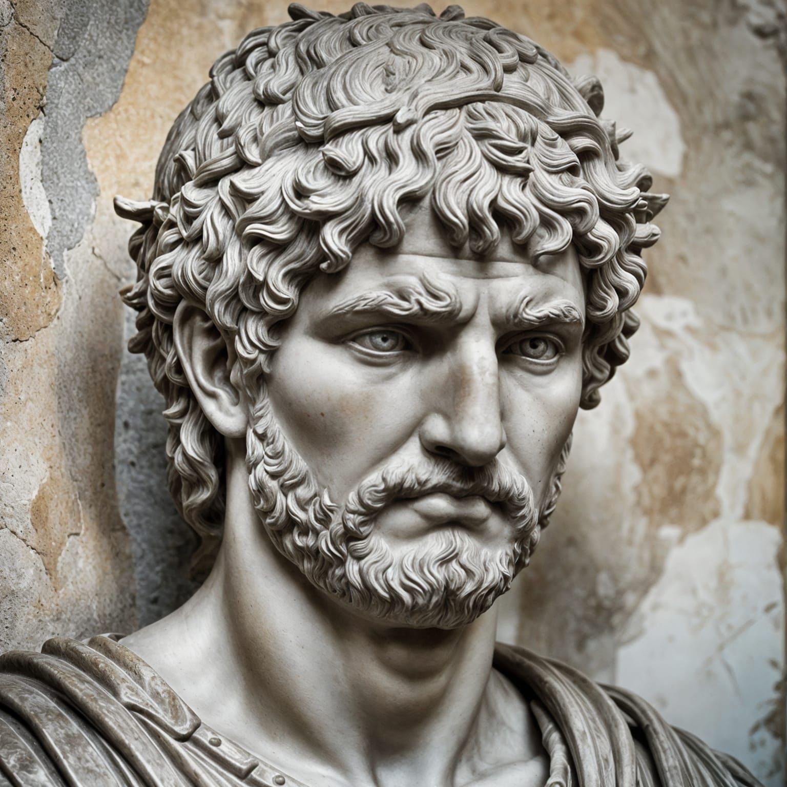 Hadrian Sculpture: Detailed Close-Up in Classical Style