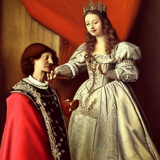 Queen of Hearts Demands Pencil Sharpening in Oil Painting