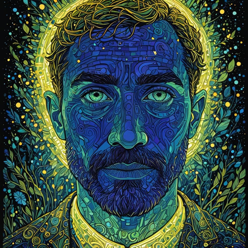 Luminous Portrait in Modern Surrealist Style