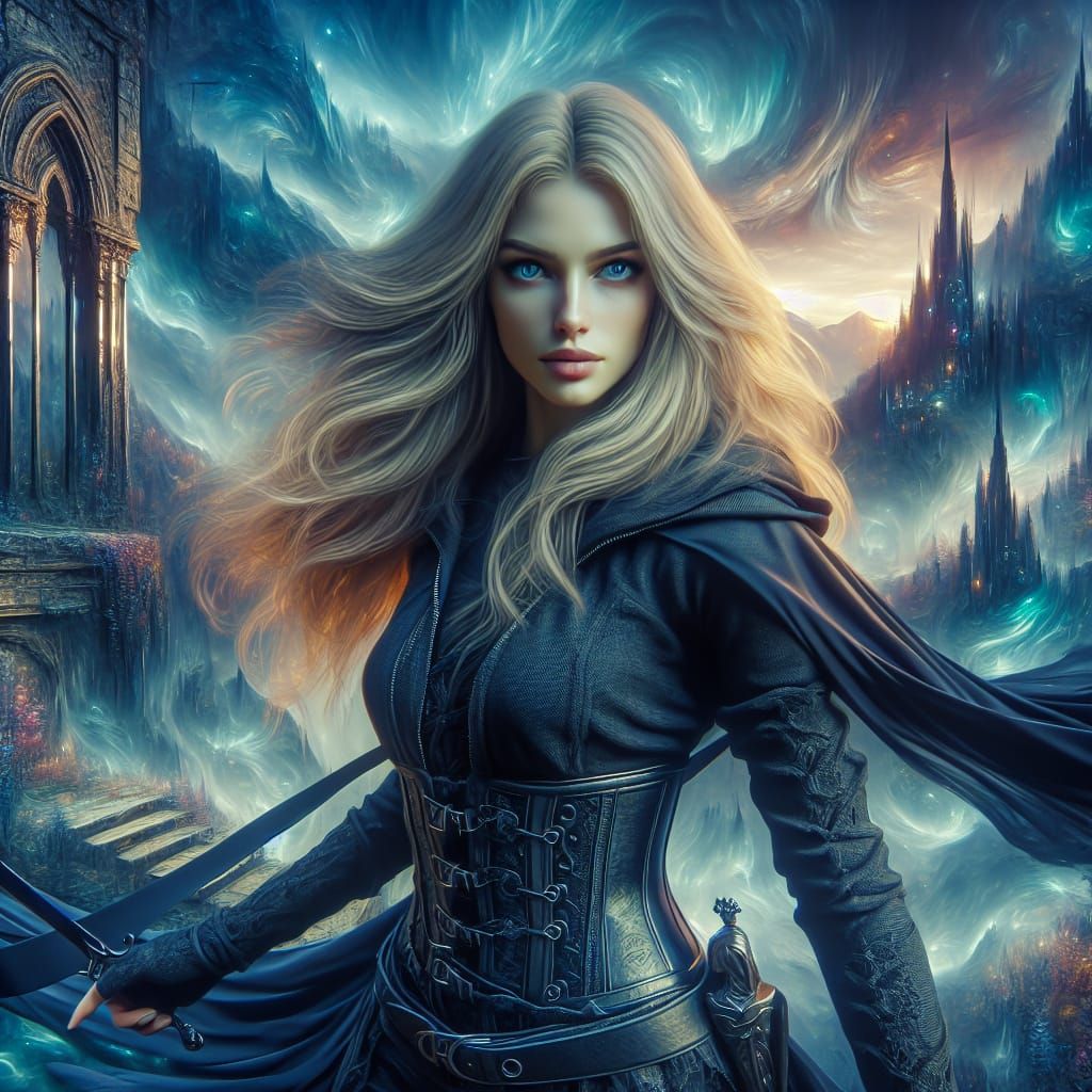 Blonde Assassin in Detailed Matte Painting