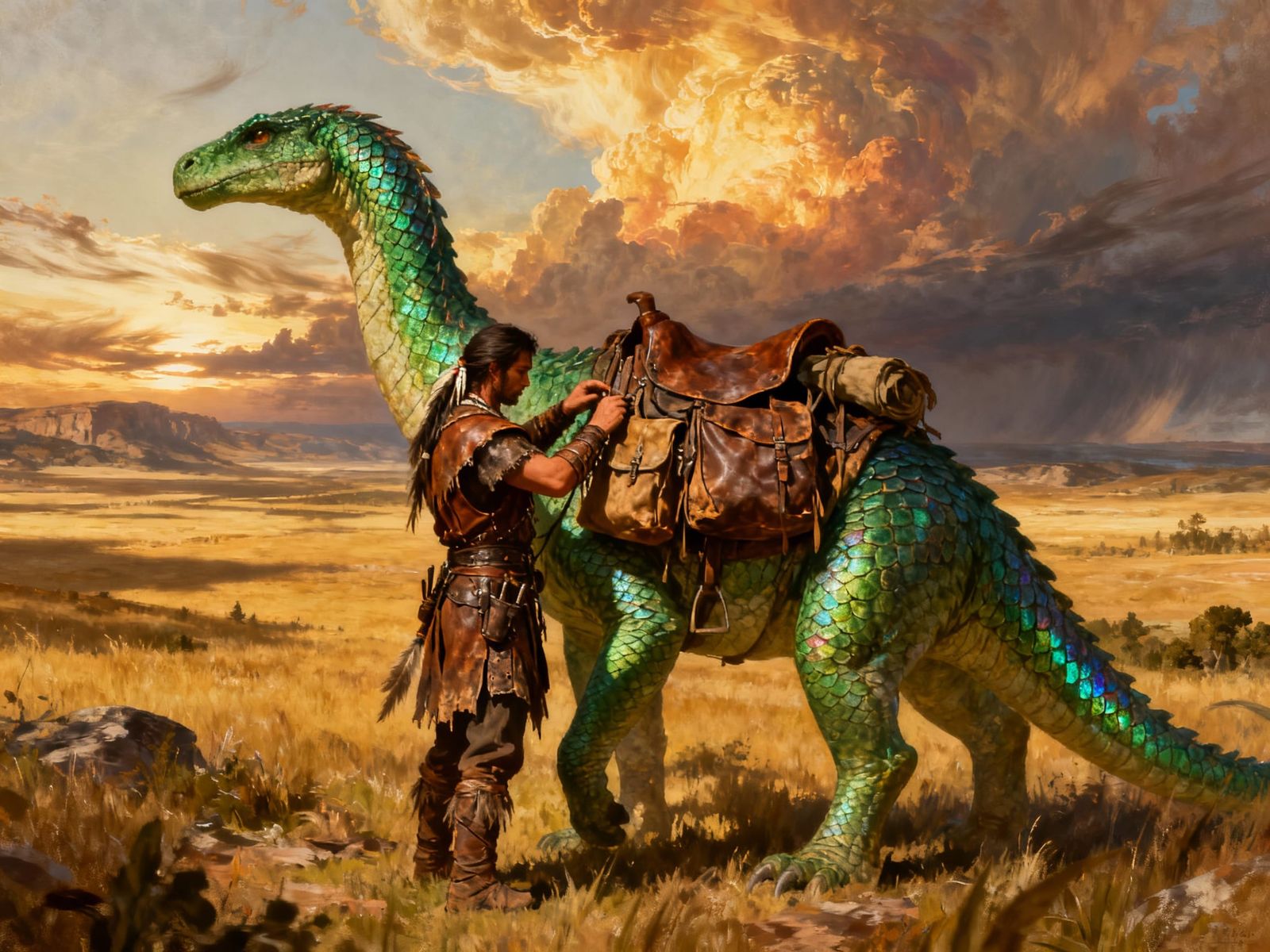 Tribal Hunter and Emerald Beast on Epic Plains