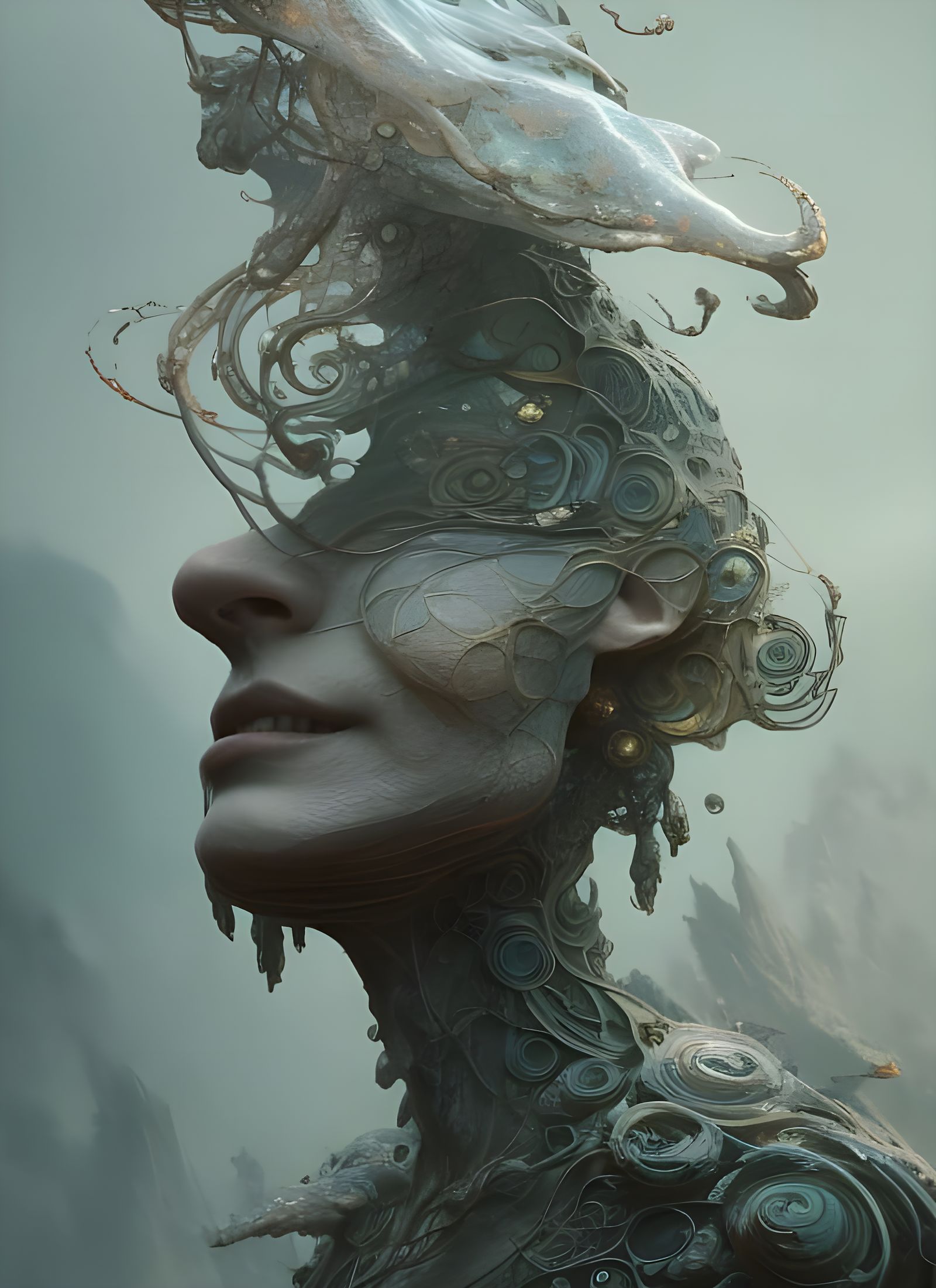 Stone Human Merge: Hyperrealistic Digital Art