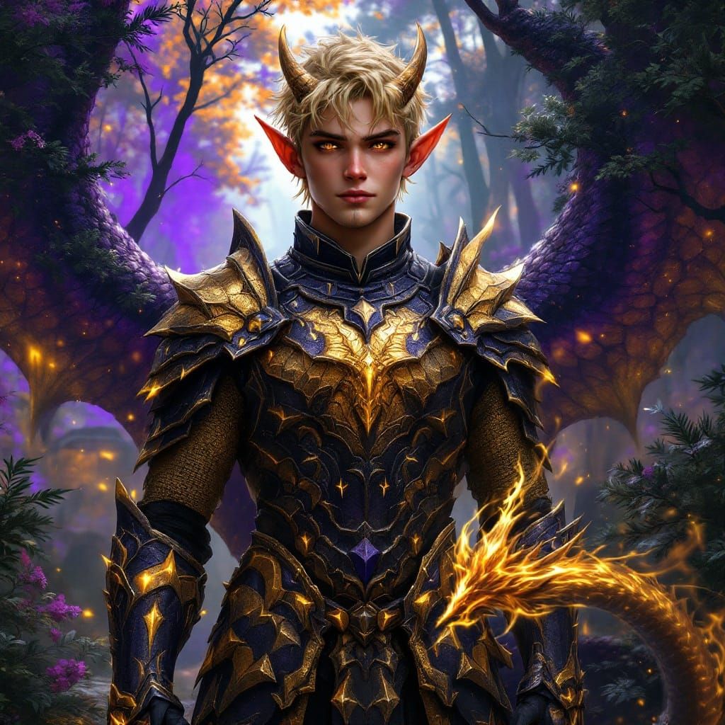 Powerful Elf Warrior in Dragon Scaled Armor