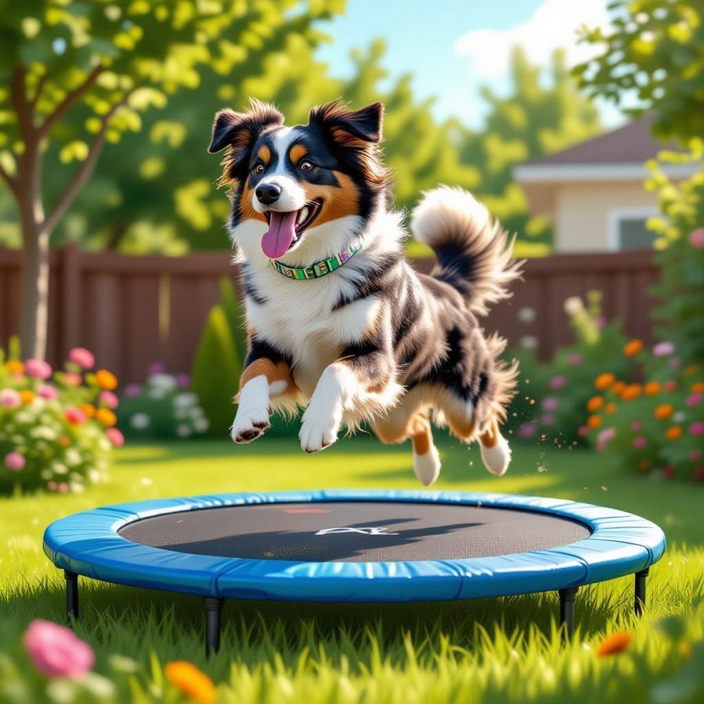 Canine Joy in a Vibrant Backyard