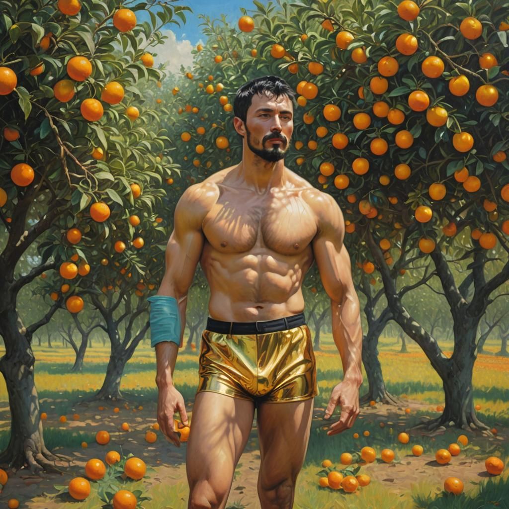 oil painting picture (10) of a 25 year old shirtless handsom...