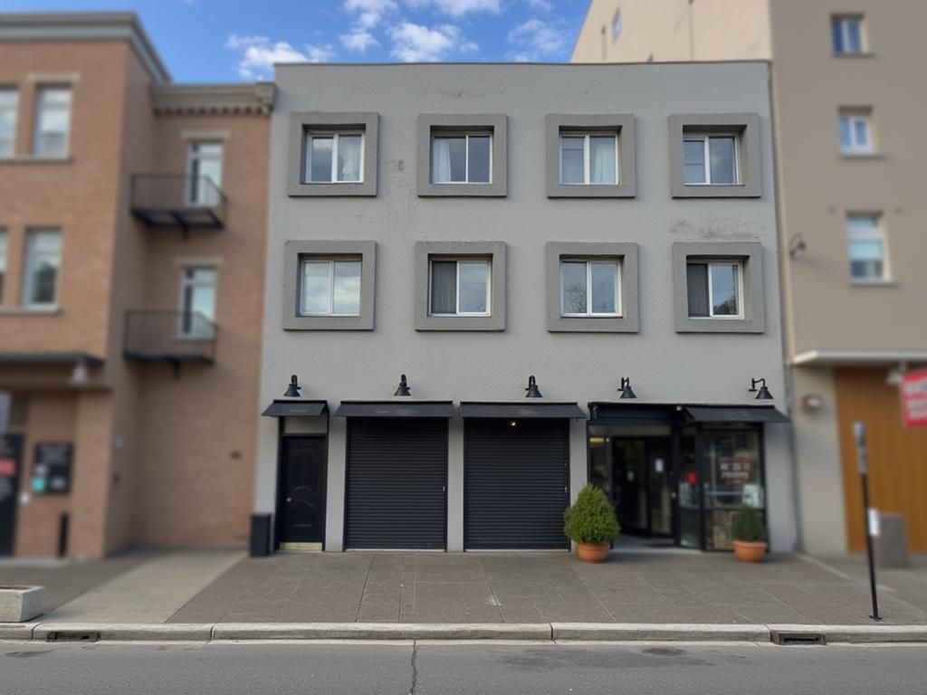 Modern Industrial Building in Grayscale